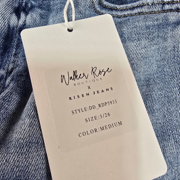 Walker Rose x Risen Jeans Barrel Leg High Rise Women 3/26 Salt Tree Stretch - Picture 5 of 16